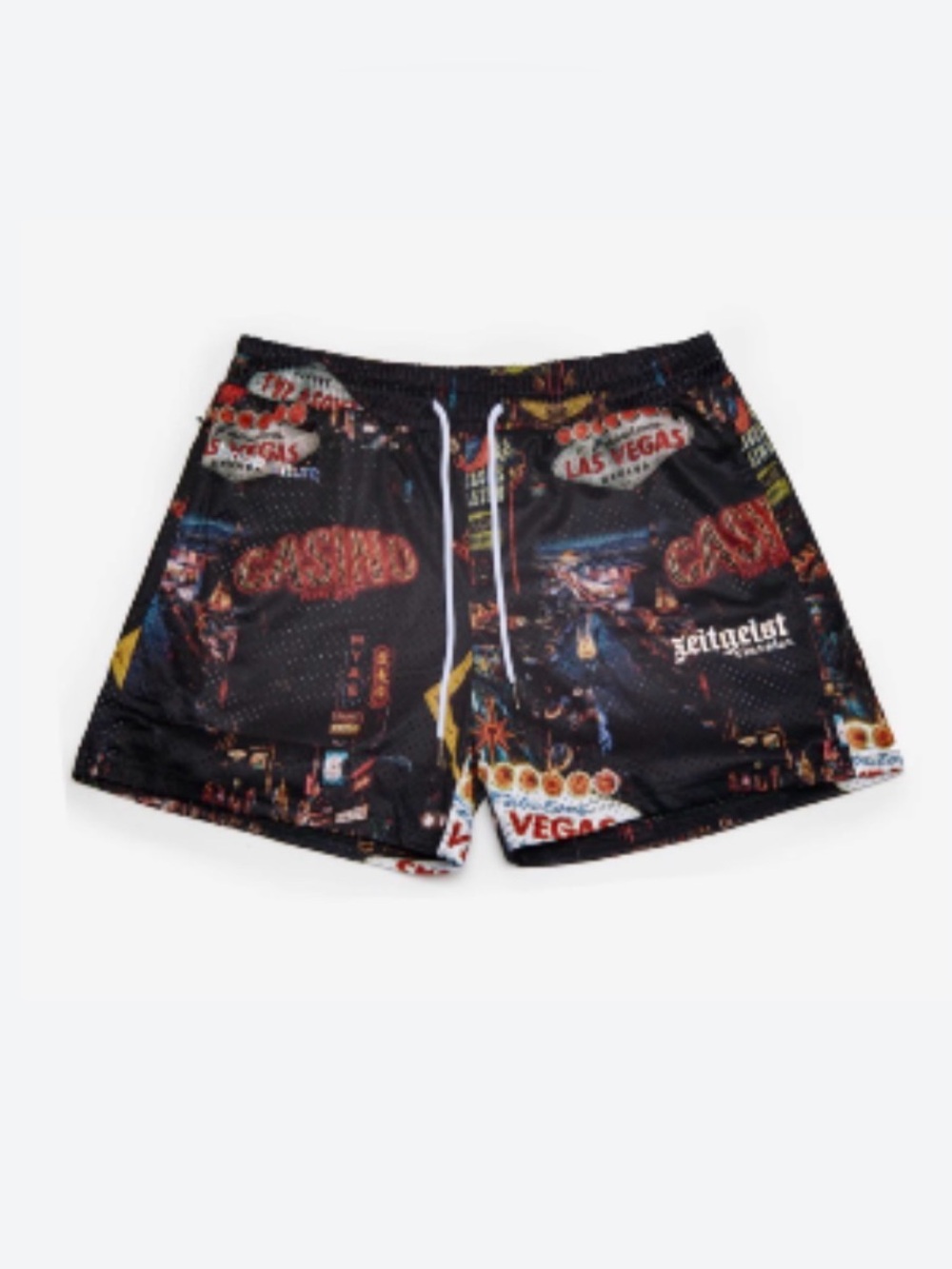 Hoopculture Las Vegas Casino Graphic Mesh Shorts Black with Neon Print Size S